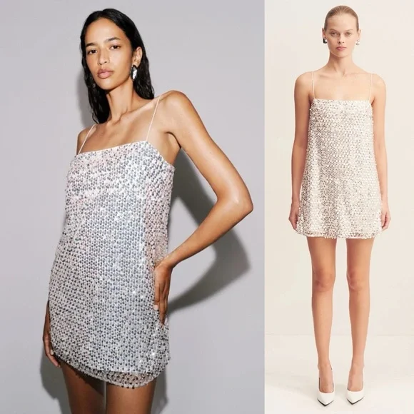 Robe BEBE Grise Avec Dentelle Et Rayures Métallisées | Taille S/6 | Neuve Avec étiquette (NWT) | Style Soirée élégant | Prix D'origine $149